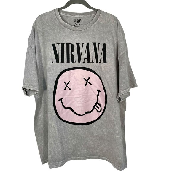 NIRVANA Other - NWOT Nirvana Band Tee Gray 100% Cotton Licensed Merch Grunge Smiley Size 3X